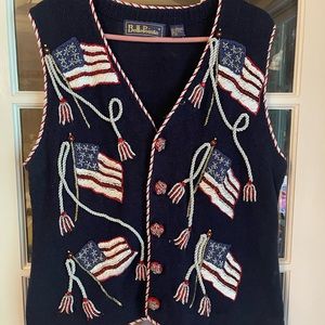 Bella pointe Fourth July, Patriotic, flag, sweater vest Extra Large, 1990’s